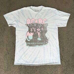 AC/DC Highway to‎ Hell Tie Dye Graphic T-Shirt Blue Pink Small Medium 2022